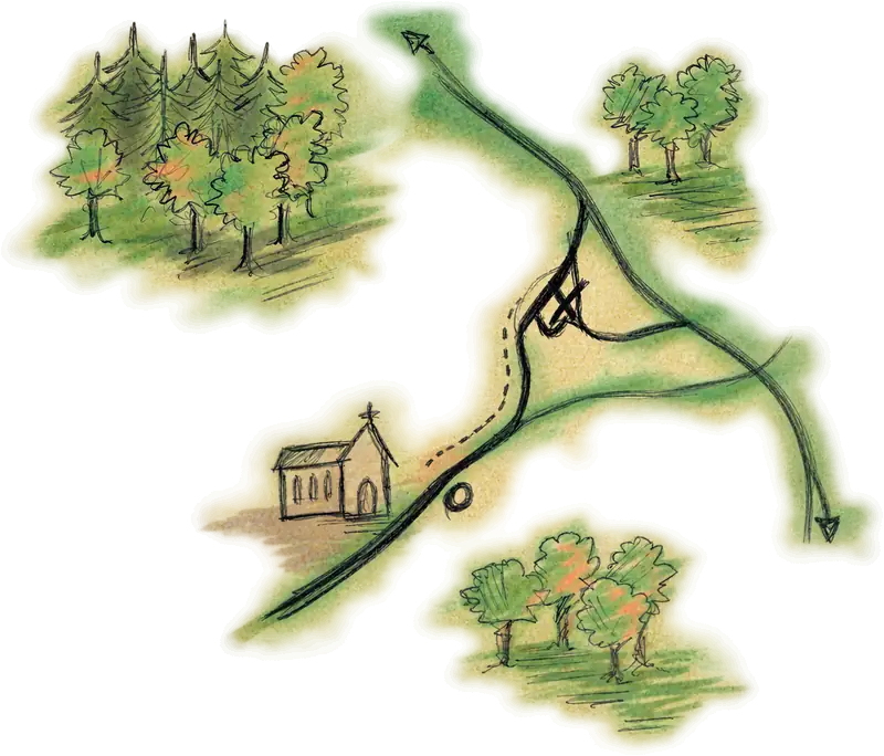 Carte dessinée des alentours du Bohey, à Doncols